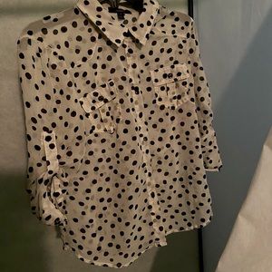 Black and white polkadot top